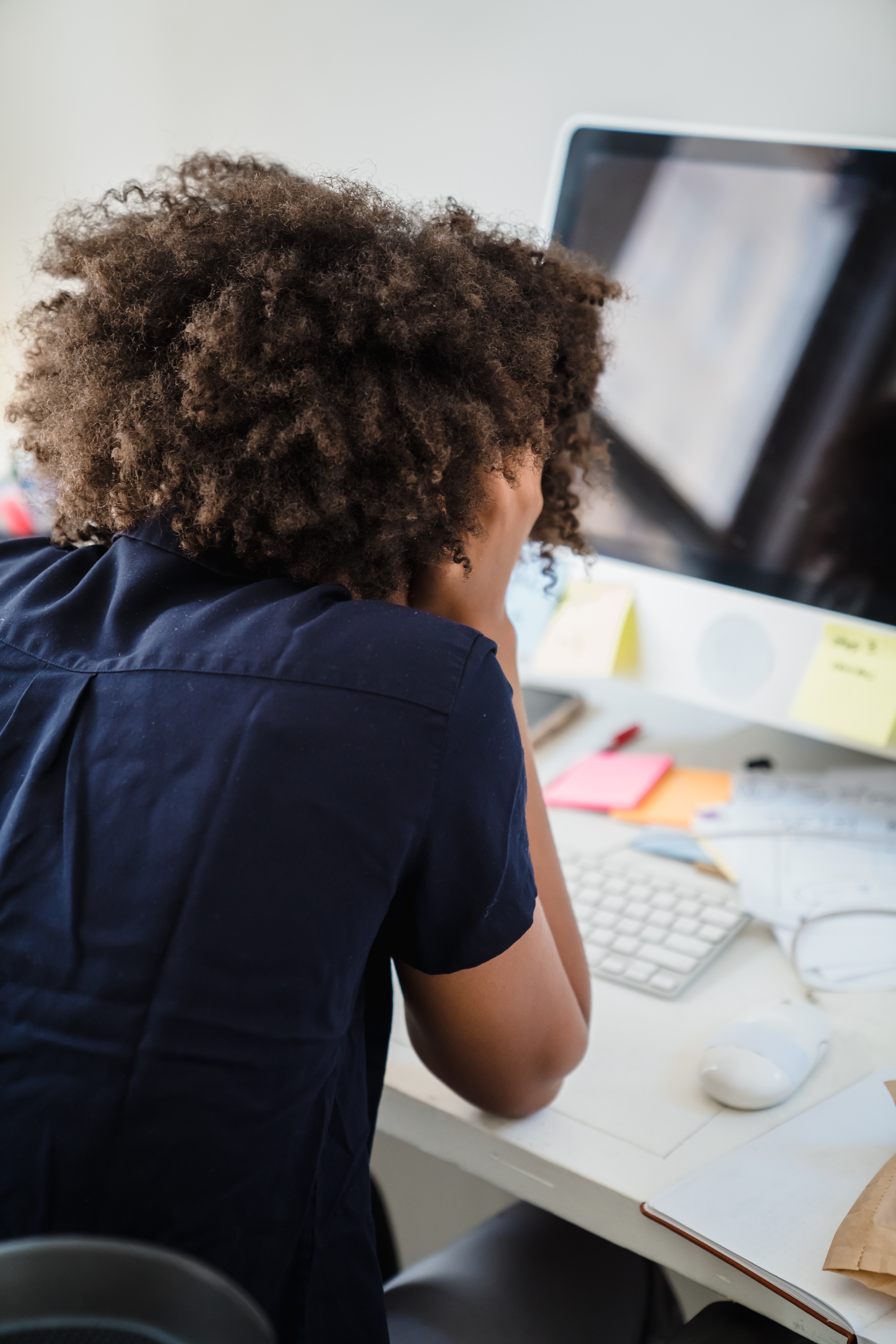 Frustrated woman at desk